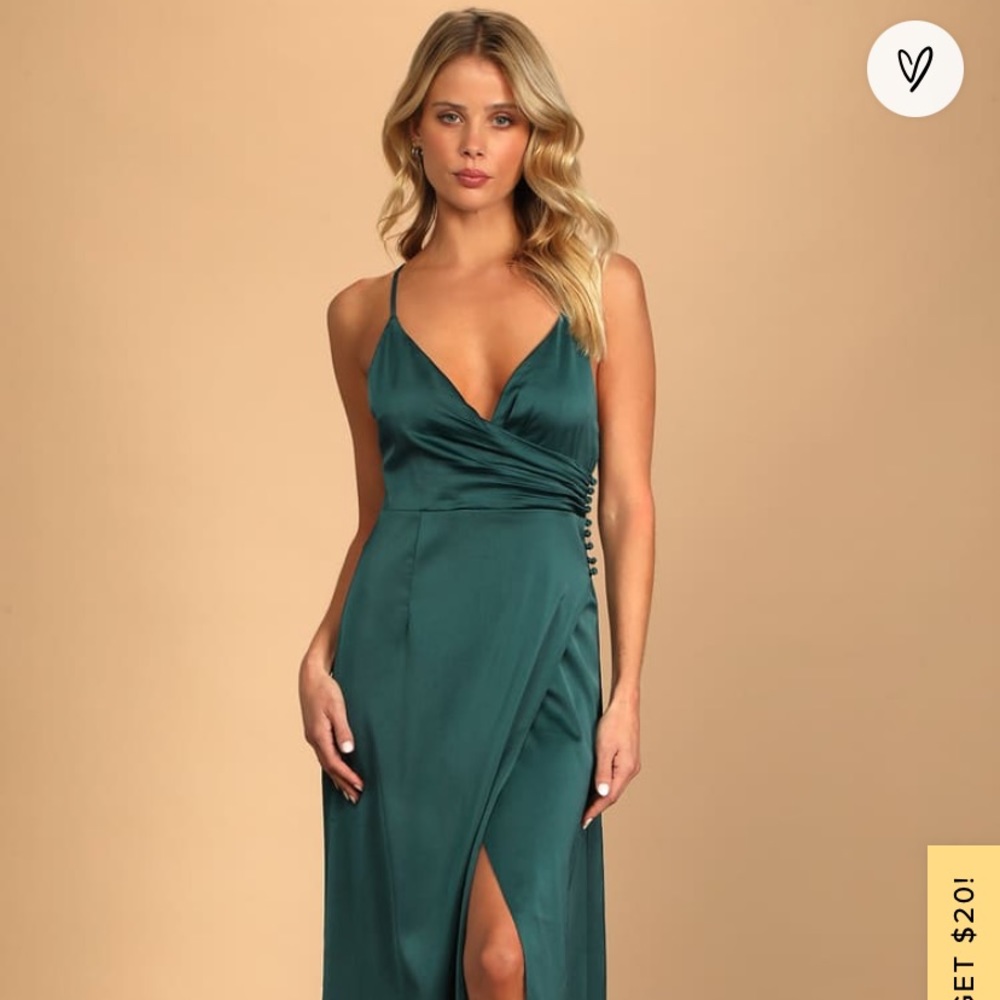 Lulus Teal Green Satin Gown